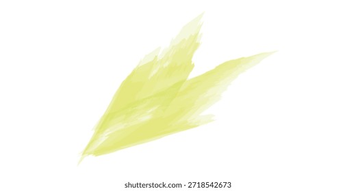 Um único traçado de pincel amarelo abstrato com uma textura aquarela, isolado em um plano de fundo branco limpo.