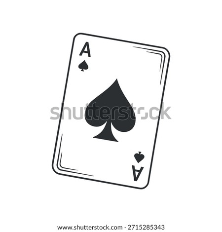 A single ace of spades playing card, shown in a flat, black and white illustrative style.