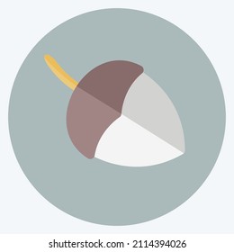 Single Acorn Icon in trendy flat style isolated on soft blue background