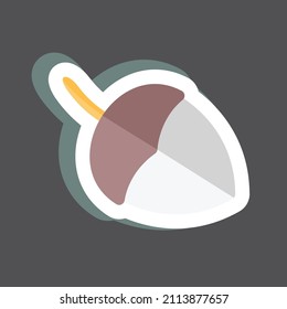 Single Acorn Sticker in trendy isolated on black background