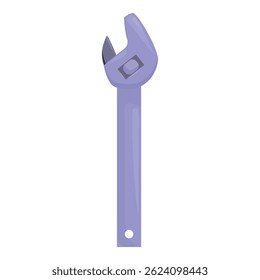 Single adjustable wrench standing upright against a white background, its metallic head and handle gleaming