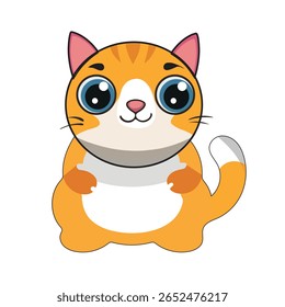 A single adorable cat with soft fur and big, expressive eyes sitting peacefully. Its charming pose, tiny nose, and playful yet gentle look make it irresistible. Perfect for pet-themed designs, 