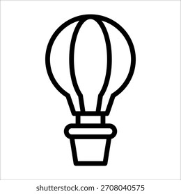 Single air balloon icon with black line style for design element or coloring book element