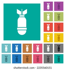 Single air bomb multi colored flat icons on plain square backgrounds. Included white and darker icon variations for hover or active effects.