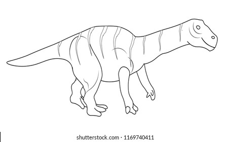single alone Isanosaurus dinosaur standing to eat education learning