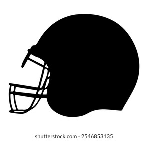 Single american football helmet silhouette isolated on white background.