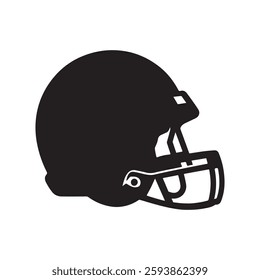 Single american football helmet silhouette isolated on white background. American football helmet icon vector illustration design