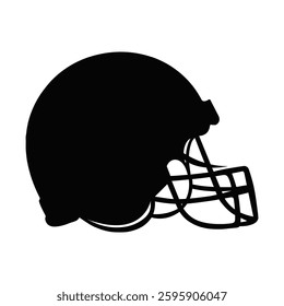 Single American football helmet silhouette isolated on white background, sports gear, protective equipment, football icon, safety helmet, athletic symbol.