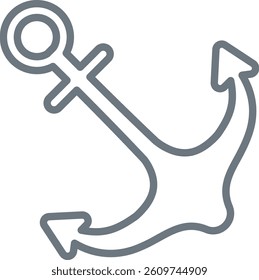 A single anchor is depicted in a bold, linear style with clean lines and rounded edges.  The maritime symbol is presented as a simple graphic, ideal for use as an icon or logo. Cartoon vector