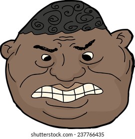 Single angry face cartoon avatar over white