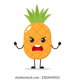 Single Angry Pineapple Fruit Vector Illustration