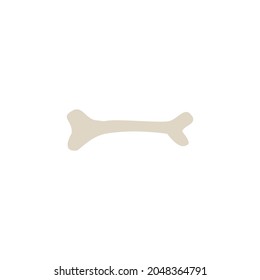 Single animal or human bone as symbol of archeological finds and excavation, flat vector illustration isolated on white background. Bone from ancient human habitat.