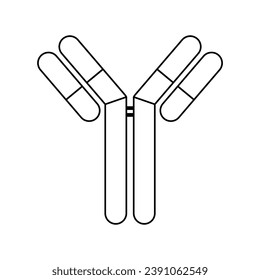 Molécula única de inmunoglobulina anticuerpos. Estructura esquemática de un anticuerpo. Recursos científicos para profesores y estudiantes. Ilustración vectorial aislada en fondo blanco.