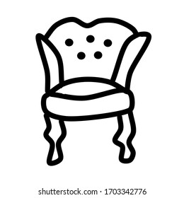 Single antique armchair isolated on white background. Vector collection of antique furniture in Doodle style