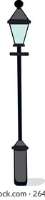 Single antique lamp post. Vector illustration.