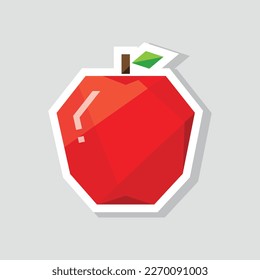 Abstrakter, geometrischer Flachbildaufkleber für einen Apfel. Einfache, kreative, gesunde Fruchtschnittstellen-Elemente für Logo-Webbanner mit App-Symbol einzeln auf weißem Hintergrund, ohne Farbverläufe