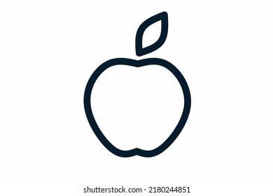 Icono de una línea de manzana en estilo lineal aislado en fondo blanco. Sencillo símbolo de pictograma para un logotipo elegante. Vector delgado de línea negra.