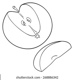 Single apple and its slice on white background in the Delightful garden collection