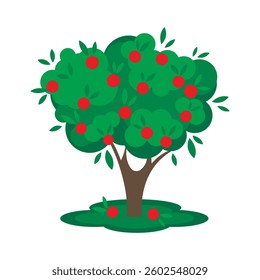 Single apple tree with ripe red fruits