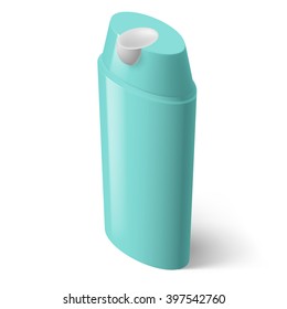 Single Aquamarin Isometric Bottle of Shampoo on White