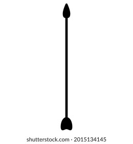 Una flecha para un arco. Silueta negra de fondo blanco.