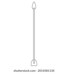 Una flecha para un arco. Silueta lineal blanca y negra. 