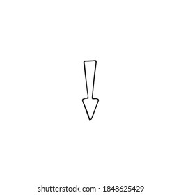 Single arrow element in doodle business set. Hand drawn vector illustration.