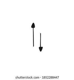 Elemento de flecha única en el conjunto de negocios de doodle. Ilustración vectorial dibujada a mano.