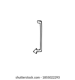 Single arrow element in doodle business set. Hand drawn vector illustration.
