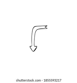 Single arrow element in doodle business set. Hand drawn vector illustration.