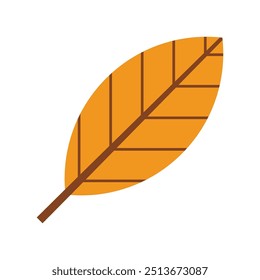 A single autumn leaf colorful icon isoalted on a white background, flat illustration. Simple orange autumn leaf symbol sign glyph, EPS. Fall, seasonal and nature concept.