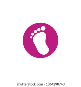 Single baby footprint inside circle. Vector symbol