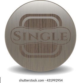 Single badge with wood background