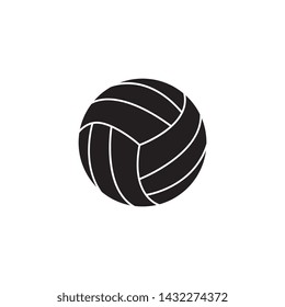 Single ball for volleyball isolated on white background. Black silhouette of a ball, an icon of sport game, volleyball. Vector icon illustration.
