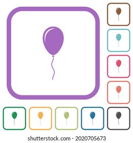 Single balloon with gloss simple icons in color rounded square frames on white background