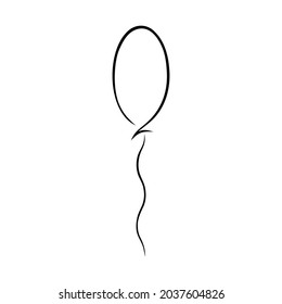 Single balloon. Hand drawn vector illustration in doodle style. Minimalist trendy contemporary design. Best for logo and branding concept, cards, wall art, posters, prints, and web design.