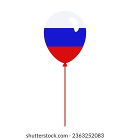 Single balloon icon of russian flag colors. White, blue and red stripes, symbol of national holidays. Vector clipart, illustration of festive event in Russia, flat sign for web design or print.