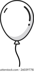 A single balloon with a transparent look floats gracefully, representing joy and celebration in a minimalist design, creating a light and cheerful atmosphere.
