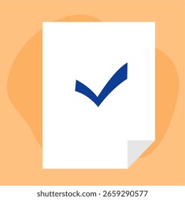 Una sola papeleta con una marca de verificación verde, símbolo de acción de votación o votación, estilo de diseño de arte plano.
