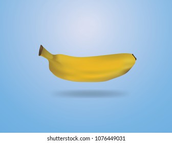 Single banana on blue background Fruit in thailand,vector and illustration.