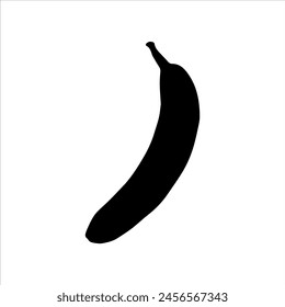 Single Banana Silhouette isoliert auf weißem Hintergrund. Bananen-Symbol Vektorillustration.