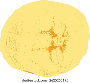 A single banana slice – a minimalist and neat illustration emphasizing the soft texture and bright color of the flesh, created in line art style with a slight vintage touch.