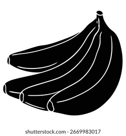 Un solo ícono de Vector de plátano en color negro sobre un fondo transparente