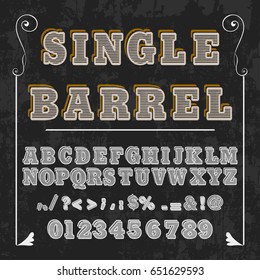 single barrel Vintage Font handcrafted vector