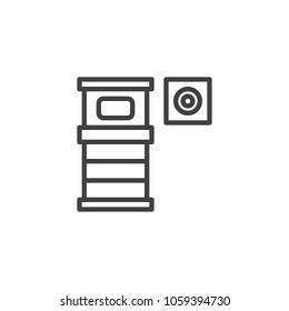 Single bed and bedside table top view outline icon. linear style sign for mobile concept and web design. simple line vector icon. Symbol, logo illustration. Pixel perfect vector graphics