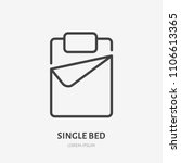 Single bed flat line icon. Bedding sign. Thin linear logo for interior store.