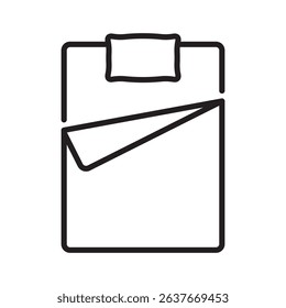 Single bed flat line icon. Bedding sign. Thin linear sign for interior store.