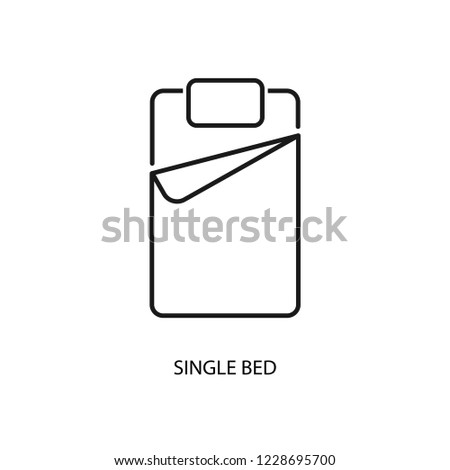 Single bed flat line vector icon. Bedding sign. Thin linear logo for interior store.