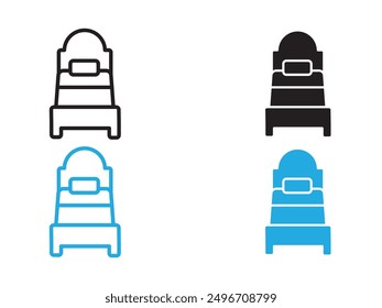 Icono de cama individual signo de contorno de Vector blanco y negro
