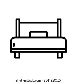 Single Bed Icon. Line Art Style Design Isolated On White Background